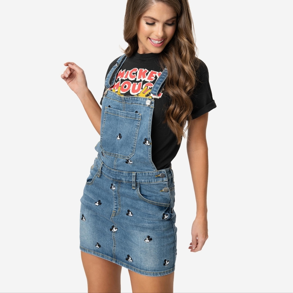 Cakeworthy x Disney Embroidered Mickey Overalls - Skirt Size Small